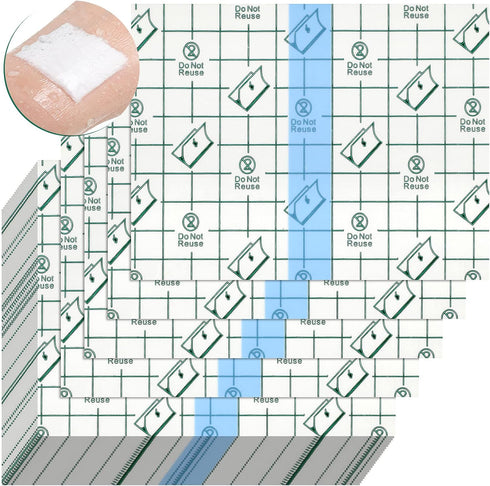 50 Pieces Transparent Waterproof Shower Patch Adhesive Bandage, 4 x 5 Inch Protective Film Dressing