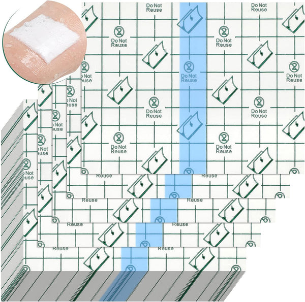 50 Pieces Transparent Waterproof Shower Patch Adhesive Bandage, 4 x 5 Inch Protective Film Dressing