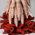 Hypnaughty 24 Pcs Vegas Gold and Nude Luxury Coffin Press On Fake Nails with Glitter Design and Glue, Ombre Glitter
