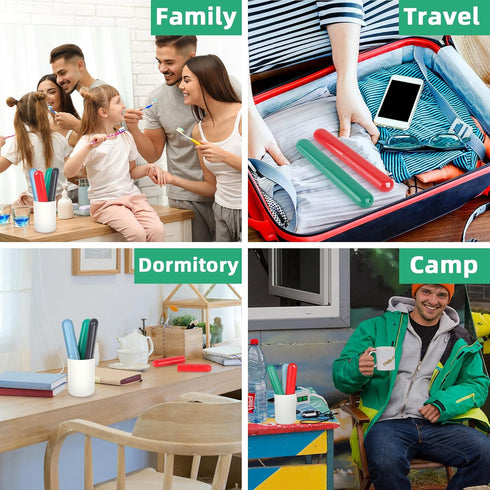 4 Pack Travel Toothbrush Cases, Portable Toothbrush Holder Container for Bathroom, School, Home, Camping