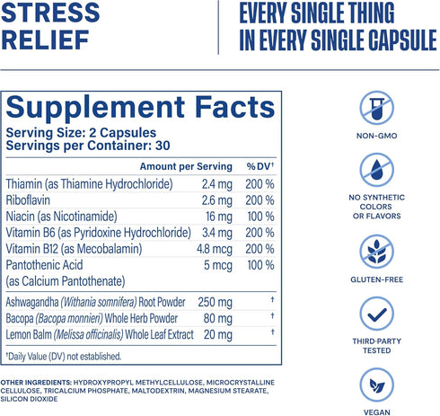 HABIT Stress Relief Supplement | 60 Capsules | Supports Relaxation & Mood Balance, Vegan, Non-GMO