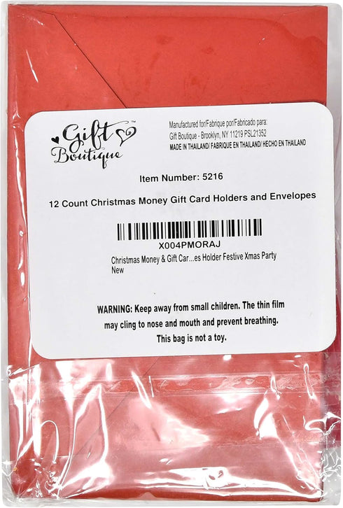 Set 12 Gift Boutique Christmas Money & Gift Card Sleeves of Holiday Envelopes Greeting Cards Funny Exchange Gifts Cash