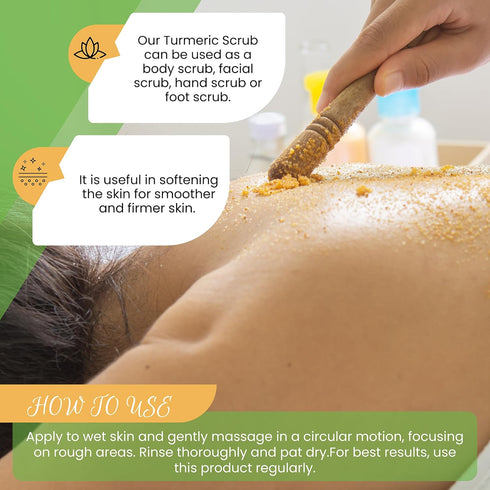 Turmeric Body Scrub - Handmade Natural Scrub for Body, Face, Hand, and Foot, Suitable for All Skin Types (7.8oz)