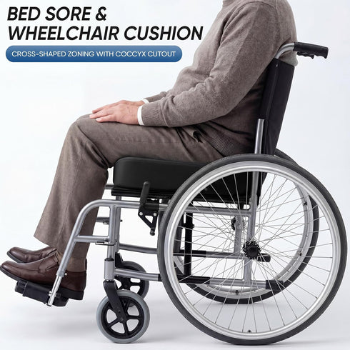 HANQIMER Tailbone 17" 16" Wheelchair Seat Cushion with Hole and Cutout for Pressure Relief, Ergonomic Wheelchair Donut
