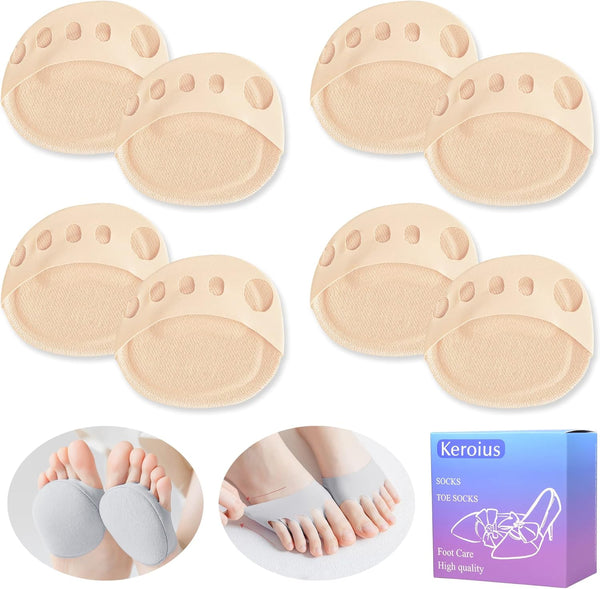 Keroius Ball of Foot Cushions Pad,4 Pairs Honeycomb Fabric Forefoot Pads for Metatarsal,No