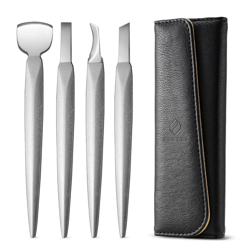 FERYES Pedicure Knife Ingrown Toenail Kit, 4 PCS Professional Tool Kit with Leather Case