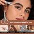 Small Facial Hair Scissors, Stainless Steel Straight Tip Snips for Grooming Kit, Eyebrows, Beard, PU Case