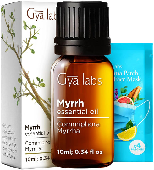 Set Set 2x0.34 oz Myrrh Oil for Skin & Sandalwood Essential Oils for Diffuser - Aromatherapy Grade Essential Oils - fl