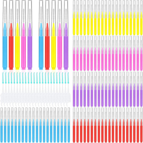 300 Pcs Interdental Brushes for Braces, 6 Size Soft and Bendable Brushes for Cleaning Teeth and Gums