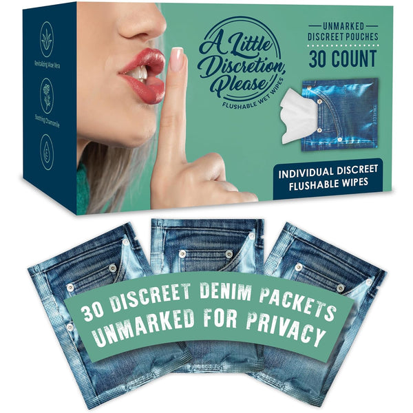 Inspire A Little Discretion, Please, Individually Wrapped Flushable Wipes for Adults, Unscented, Biodegradable, Travel