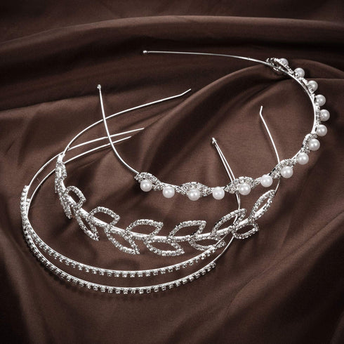 Tatuo 6 Pcs Crystal Headband Crown for Bridesmaids, Faux Pearl Rhinestones Tiara for Wedding Party