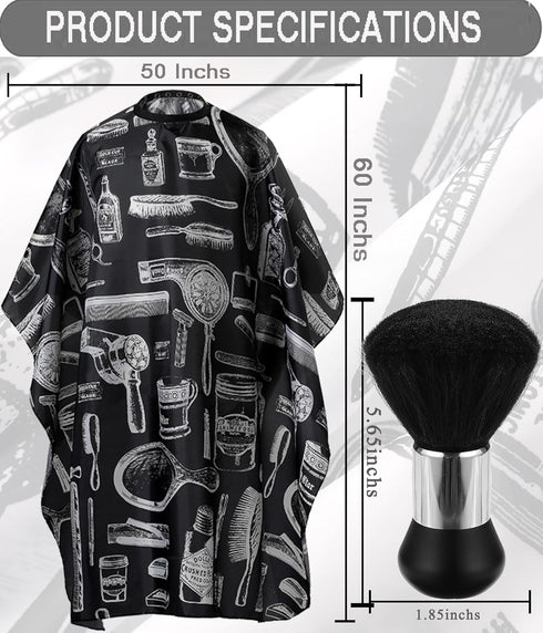 Professional Hair Cutting Cape with Neck Duster Brush, Salon Barber Cape, Hairdressing Accessories (Floral Print)