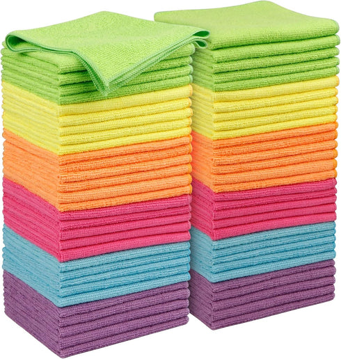 Orighty Microfiber Cleaning Cloths, 60 Pack, Lint Free, Highly Absorbent Rags for House, Kitchen, Car Care (12x12 inch)