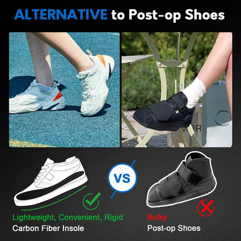 Carbon Fiber Insole, 1 Pair, Rigid Shoe Insert for Foot Fractures, Arthritis, Turf Toe, Hallux Limitus