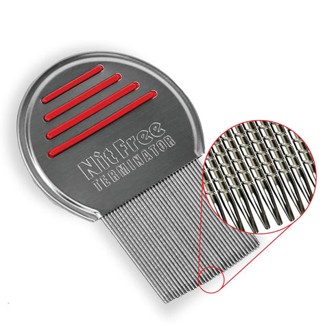 Nit Free Terminator Lice Comb, Professional Stainless Steel Comb for Head Lice Treatment, Pack of 2 (Silver)