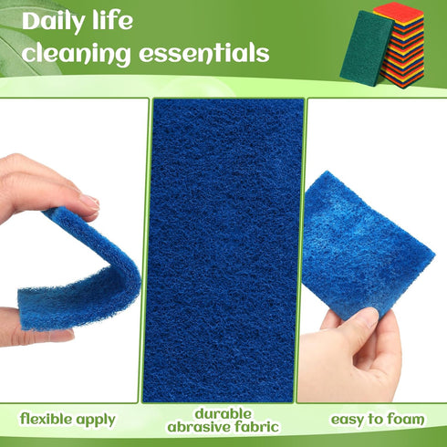 Hoolerry 100 Pcs Heavy Duty Scouring Pads: Non Scratch Household Scrub Pads for Reusable Pan Cleaning