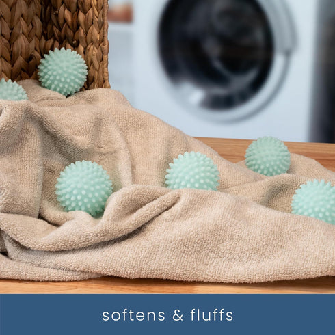 S&T INC. Reusable Plastic Dryer Balls - Fabric Softener for Laundry, Blue, 2.5 in, 6 Pack