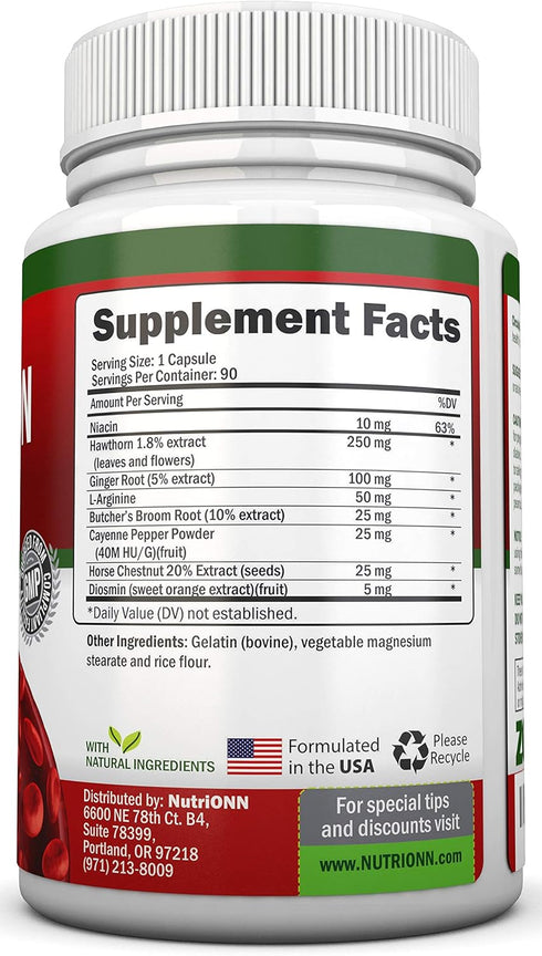 Blood Circulation Support - Herbal Supplement for Healthy Blood Flow, Promotes Leg Comfort with Natural Ingredients