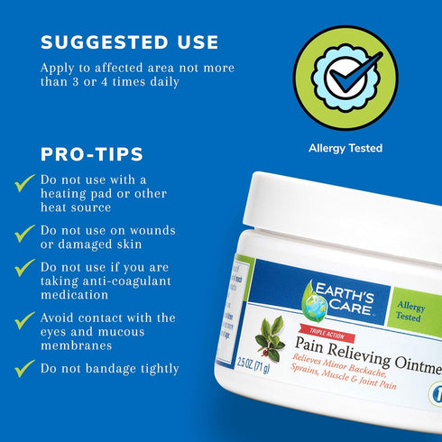 Earth's Care Pain Relieving Ointment, Triple Action Muscle and Joint Cream, 1 Count
