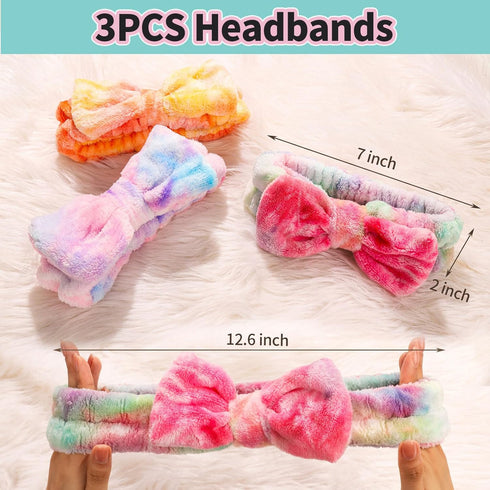 LEOBRO Makeup Headband, 3pcs Headband for Washing Face, Spa Headband, Skin Care Headband with 3pcs Hair Scrunchies