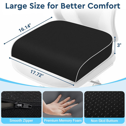 SofterCharm Tailbone, Seat Cushion, Memory Foam Office Chair Cushions for Long Sitting Hours, Chair Pad for Sciatica
