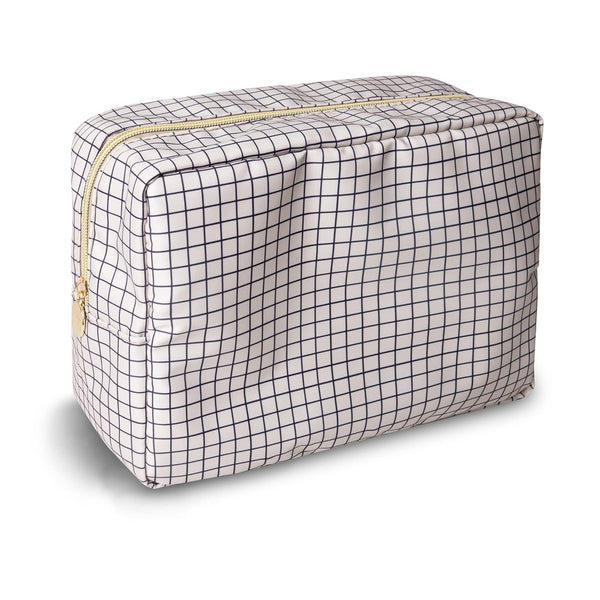 Waterproof Large Makeup Bag Pouch, Checkered Nylon Toiletry Storage Bag for Women, Big Organizer for Sport Work