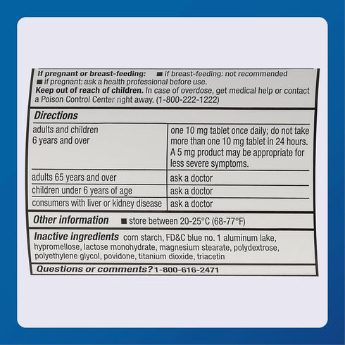 MAJOR Cetirizine Hydrochloride Tablets 10 mg, Antihistamine for Allergies, 24-Hour Relief, 500 Count