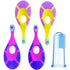 Trueocity Baby Toothbrush 4 Pack & Bonus Silicone Finger Brush, Soft Bristles for 0-2 Years, Pink