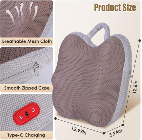 Wilytyres 3D Back Massager with Heat, Waist Massage Cordless Rechargeable Kneading Lower Back Massager for Pain Relief