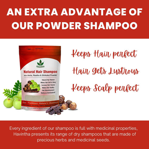 Natural Hair Shampoo for Hair, 8 oz, AMLA REETHA SHIKAKAI POWDER, Product of Havintha, 227g