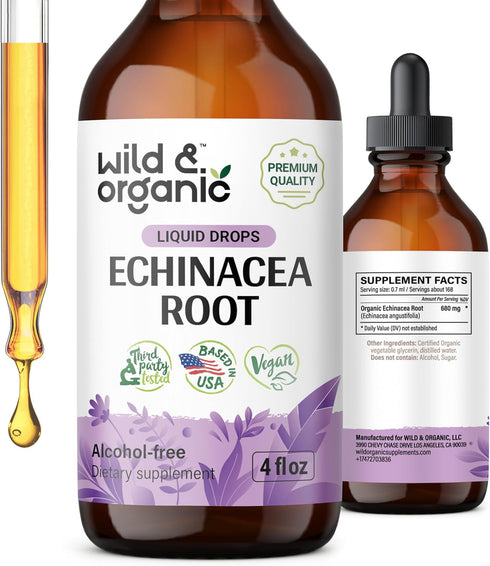 Echinacea Drops - Alcohol-Free Immune Support Supplement with Organic Echinacea Root - 4 oz