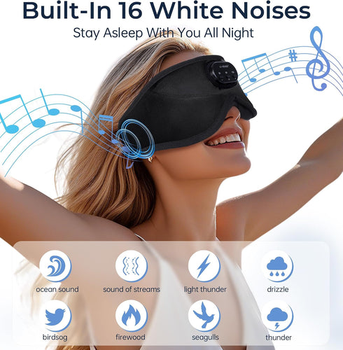 LC-dolida Bluetooth Sleep Mask with White NoiseSleep Headphones,Bluetooth Wireless Music Eye Mask, Ideal for Travel