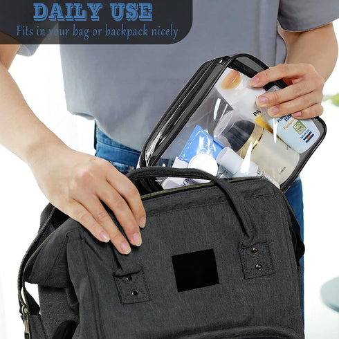 16 Pieces Clear Makeup Bags Bulk - TSA Approved Toiletry Bag for Travel, Waterproof Small Pouches with Zipper