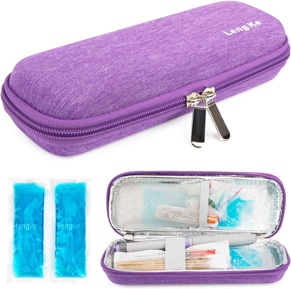 YOUSHARES Insulin Cooler Travel Case with 2 Ice Packs, Portable Diabetic Organizer for Medication Cooling
