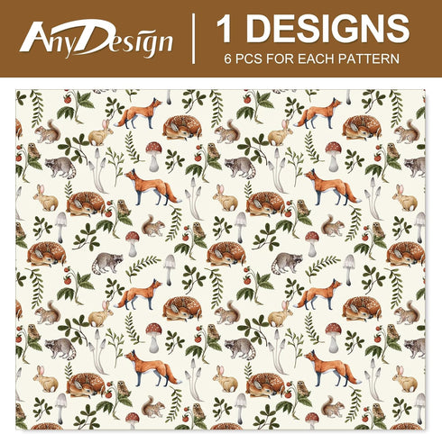 AnyDesign Woodland Wrapping Paper 28'' x 40'', Vintage Forest Animal Plant Gift Wrap Paper for Birthday Baby Shower