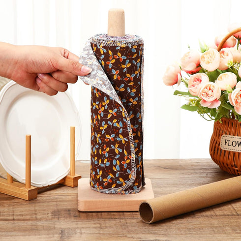 Reusable Paper Towels (25 Pcs) - Cotton Towels, Absorbent Washable Paper Towels with Roll for Kitchen