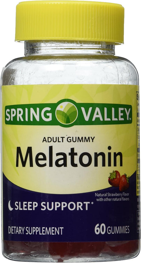 Spring Valley Adult Gummy Melatonin, 5mg, Natural Strawberry Flavor, Single Bottle with 60 Gummies