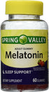 Spring Valley Adult Gummy Melatonin, 5mg, Natural Strawberry Flavor, Single Bottle with 60 Gummies