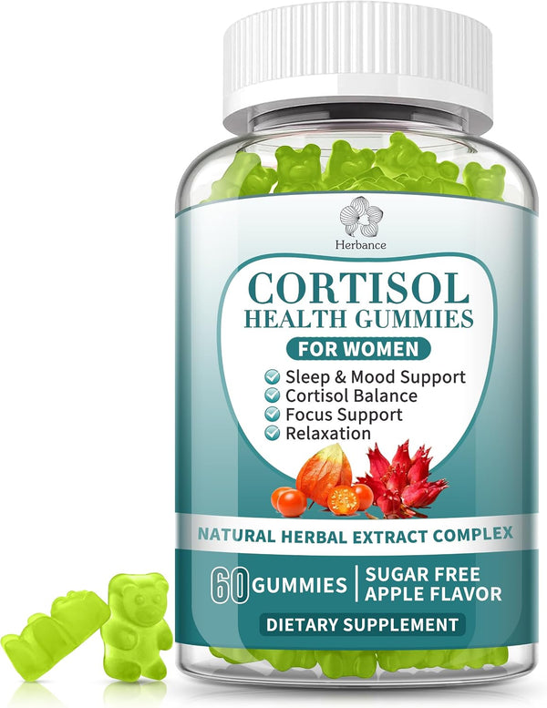 Herbance Cortisol Supplements Gummies for Women, Cortisol Reducer w.Ashwagandha Rhodiola Rosea Magnesium L-Theanine
