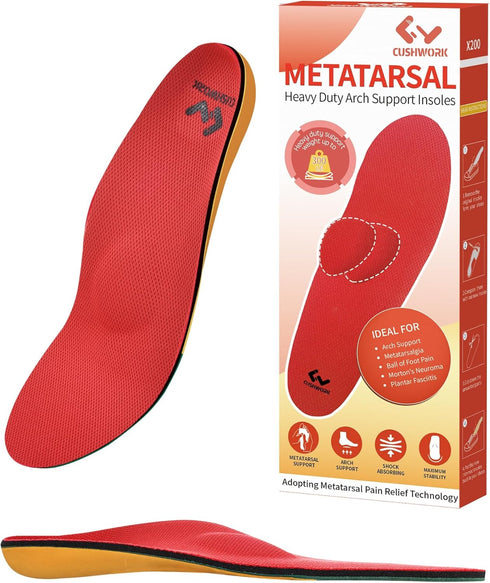 Metatarsalgia Insoles for Ball of Foot Pain, Orthotic Insoles, Heavy Duty Arch Supports, Men Women Shoe Insert for