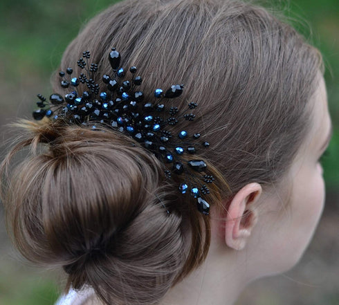 Kercisbeauty Black Crystal Hair Comb Headband Hair Vine Wedding Bridal Accessories for Women Party Prom Headpiece