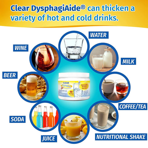 Clear DysphagiAide Thickener Powder, Instant Liquid Thickener for Dysphagia, 4.4 oz, 90 Servings