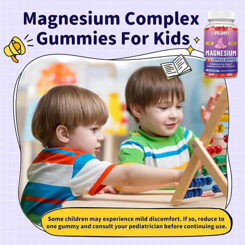 Gummies-Magnesium Gummies Omega-3, B6, D3 2 Pack Kids Magnesium Glycinate for Kids Supplement-w/Zinc, Chamomile
