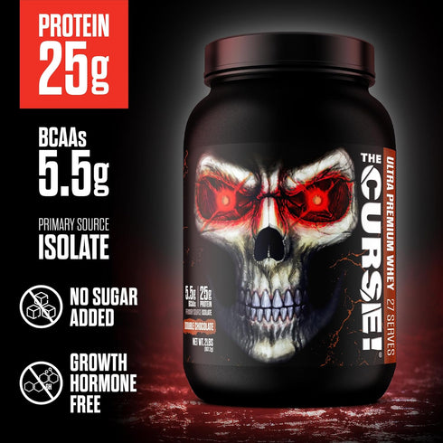 JNX SPORTS The Curse! Ultra Premium Whey Protein Powder Double Chocolate, 2lb, 25g Protein Per Serve, Whey Isolate
