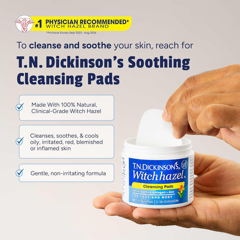 T.N. Dickinson's Cleansing Pads, Witch Hazel, 60 Count