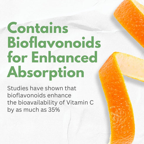 Natural Vitamin C from Organic Acerola Cherry - High Absorption with Garlic Ginger & Citrus Bioflavonoids for Immune