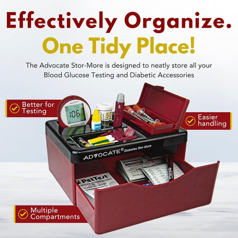 Advocate Diabetic Supplies and Pill Medication Organizer - Ideal for Blood Sugar Monitor and Diabetes Testing Kits