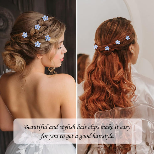 YISSION 20Pcs Mini Flower Hair Clips for Girls Women Cute Hair Pins Small Hair Clips Lily Flower Clips for Hair Wedding Hair Barrettes Bridal Hair Accessories for Girls Women Blue