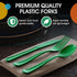 150 Pack Green Plastic Cutlery Set - Heavy Duty Disposable Utensils, 50 Forks, 50 Spoons, 50 Knives