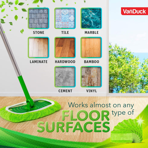 VanDuck Reusable Mop Pads - 4-Pack Compatible with Swiffer Sweeper, Washable Microfiber for All Purpose Cleaning